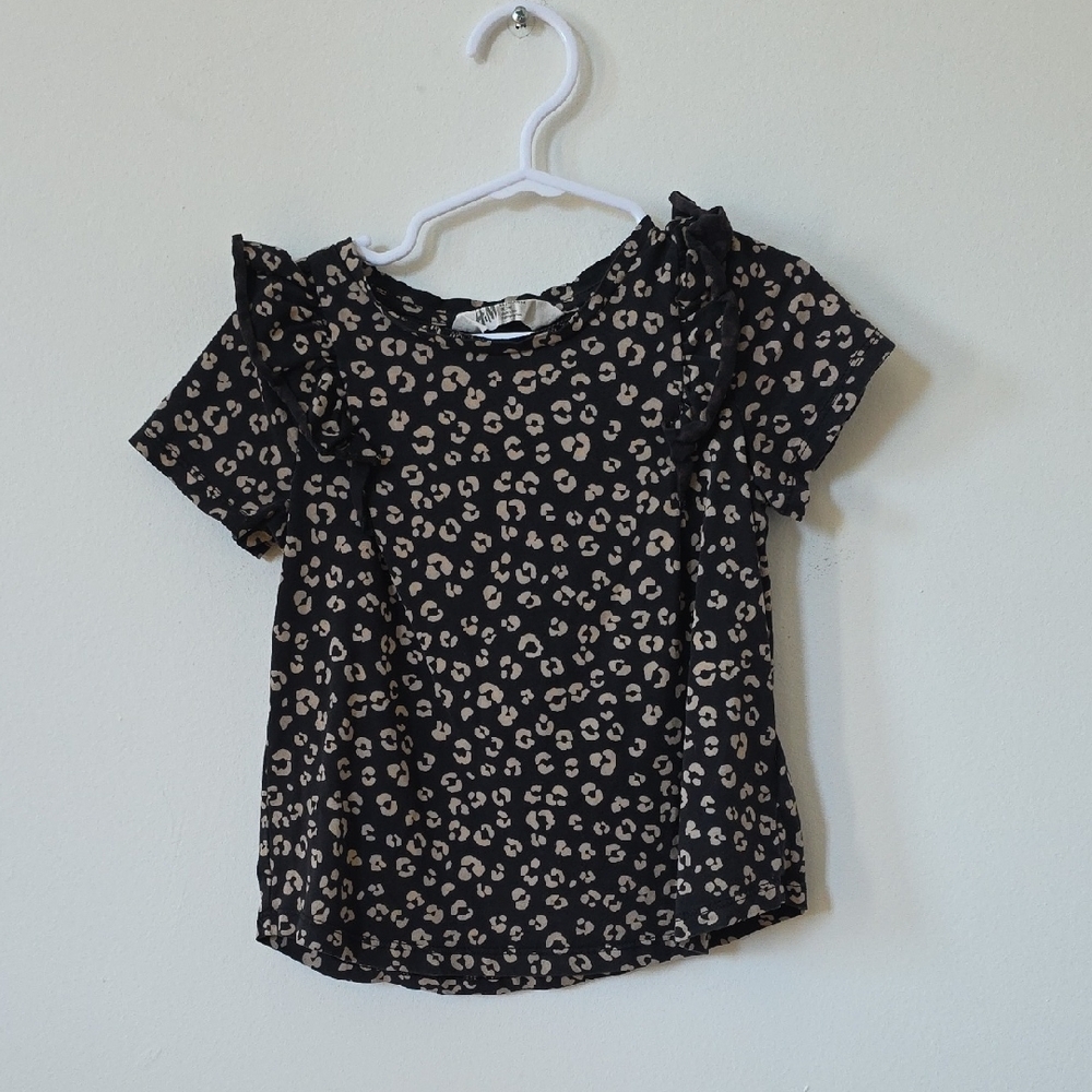 H&M Black and Tan Leopard Print Kids Top, 3/4T